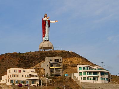 Huge Jesus statue along Highway 1B near Playas de Rosarita, Baja.