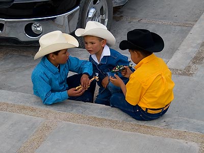 Three young cowboys in Creel, Chihuahua, Mexico.